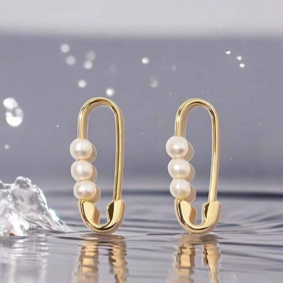 Pin Pearl Gold Earrings