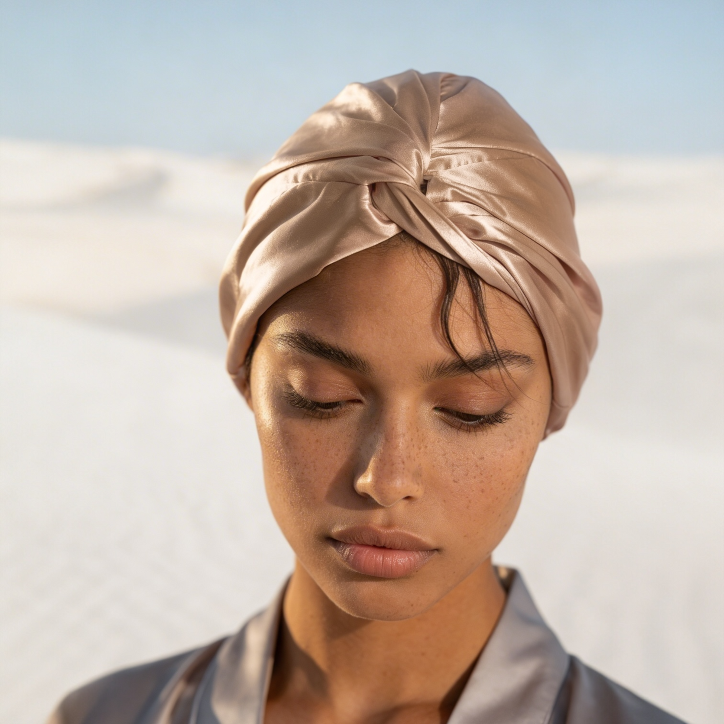 Organic Silk Hair Bonnet - Champagne