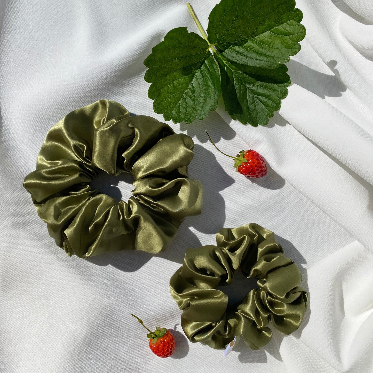 Organic XL Silk Scrunchie - Olive