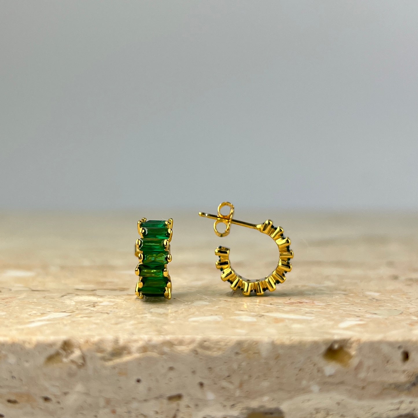 Green Crystal Hoop Earrings