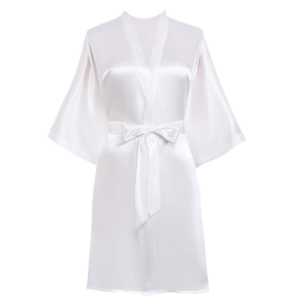 Organic Silk Robe - White