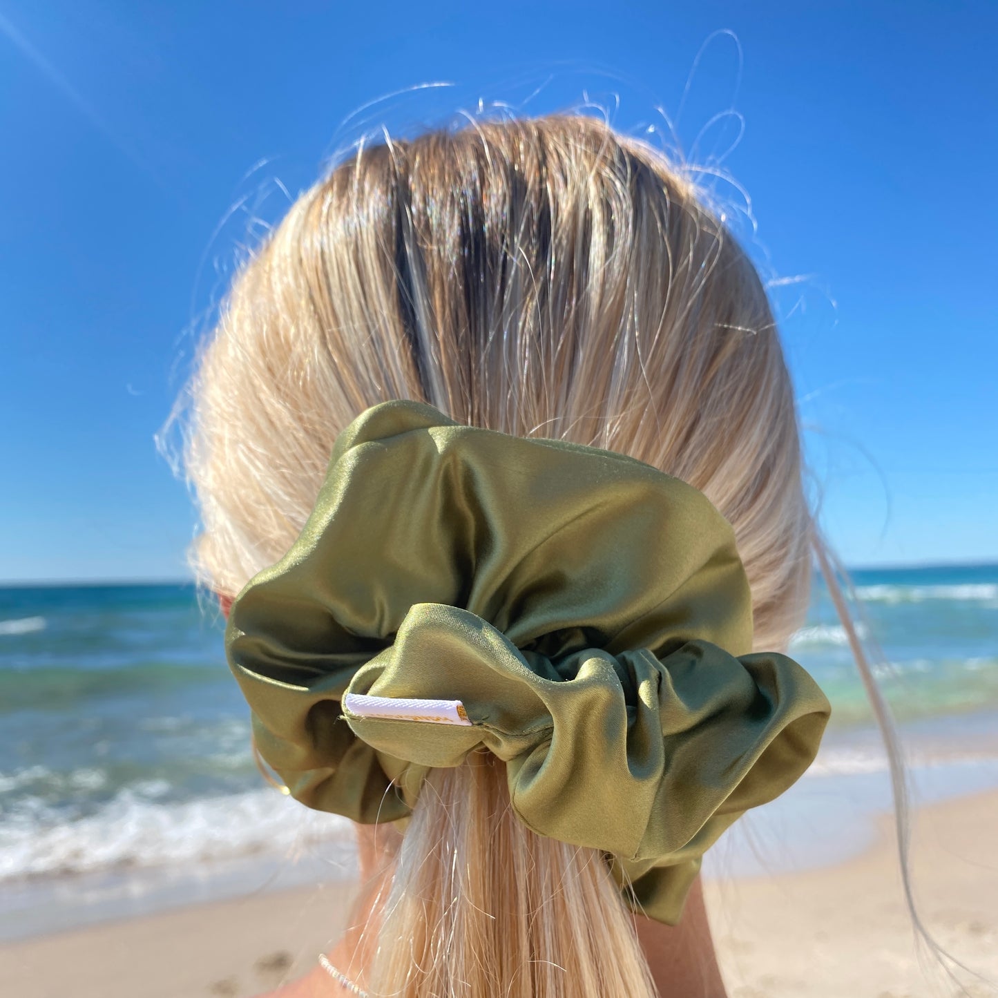 Organic XL Silk Scrunchie - Olive